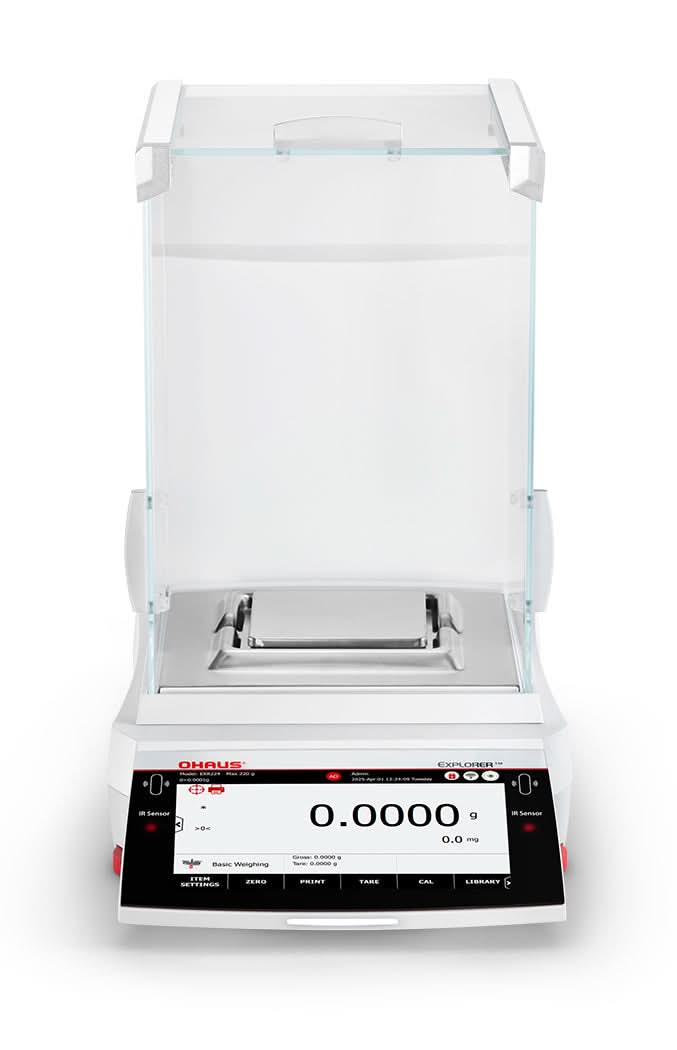OHAUS EXR124 Explorer EXR Analytical Balance, 120 g Capacity, 0.1 mg Readability, AutoCal, Touchscreen - EXR124 - Analytical Balances - Ohaus - Weighcore
