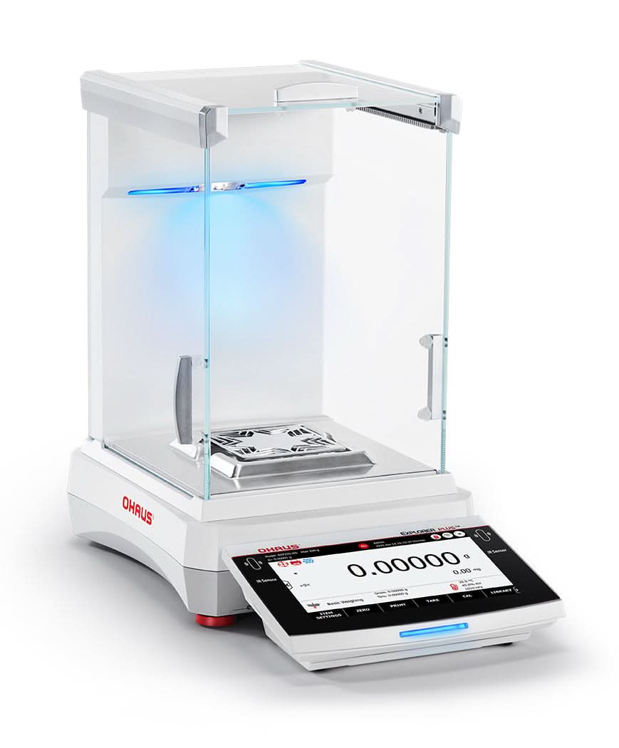 OHAUS EXP225D/AD Explorer EXP Semi - Micro Balance, 120 g/220 g Capacity, 0.01 mg/0.1 mg Readability, AutoCal, Touchscreen - EXP225D/AD - Semi - Micro Balances - Ohaus - Weighcore