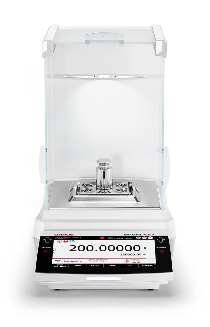 OHAUS EXP125D/AD Explorer EXP Semi - Micro Balance, 82 g/120 g Capacity, 0.01 mg/0.1 mg Readability, AutoCal, Touchscreen - EXP125D/AD - Semi - Micro Balances - Ohaus - Weighcore