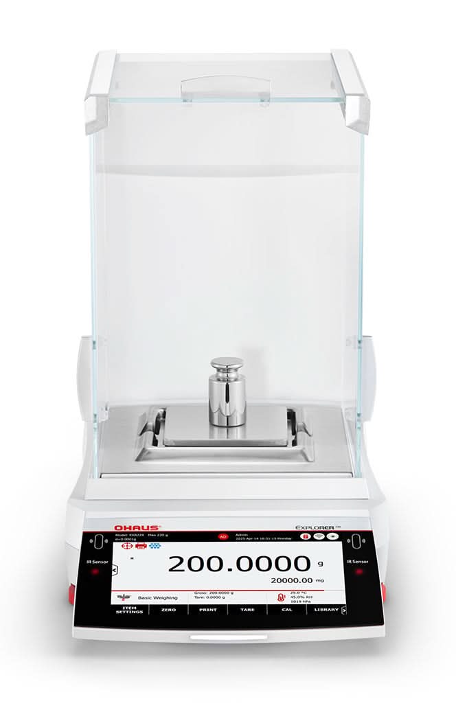 OHAUS EXR124 Explorer EXR Analytical Balance, 120 g Capacity, 0.1 mg Readability, AutoCal, Touchscreen - EXR124 - Analytical Balances - Ohaus - Weighcore