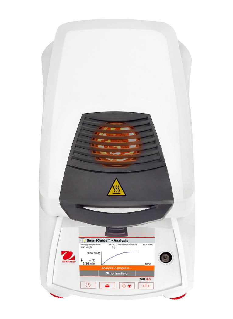 OHAUS MB120 AM MB Moisture Analyzer, 120g Capacity, 1mg/0.01% Readability, GLP/GMP, Touchscreen - MB120 AM - Moisture Analyzers - Ohaus - Weighcore
