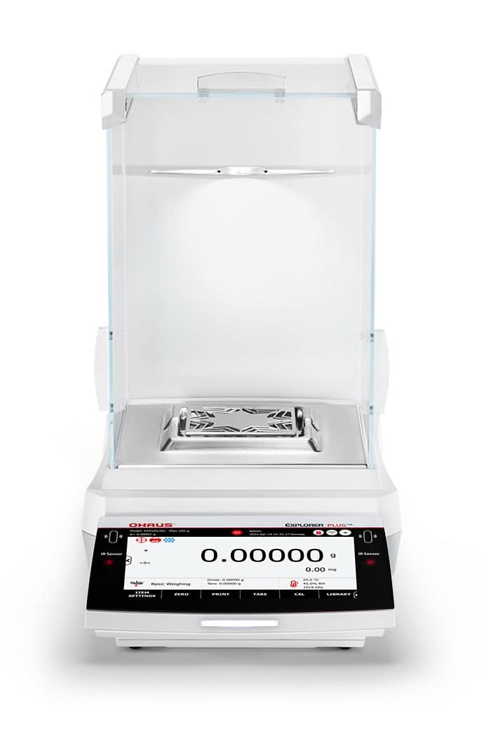 OHAUS EXP125D/AD Explorer EXP Semi - Micro Balance, 82 g/120 g Capacity, 0.01 mg/0.1 mg Readability, AutoCal, Touchscreen - EXP125D/AD - Semi - Micro Balances - Ohaus - Weighcore