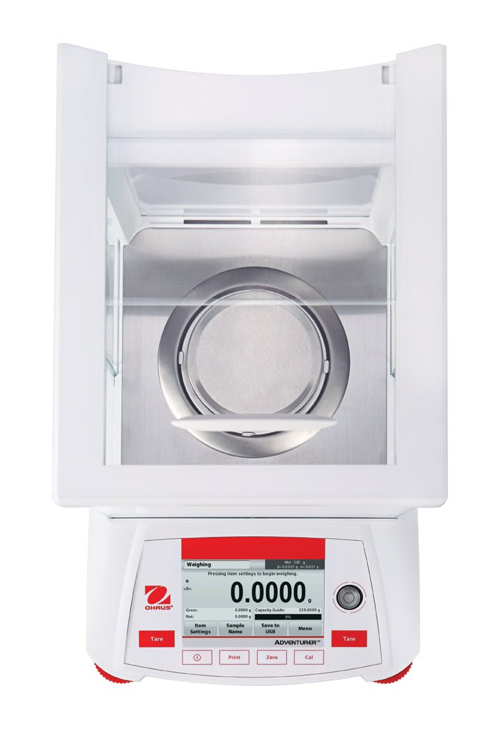 OHAUS AX124/E Adventurer Analytical Balance, 120g Capacity, 0.1mg Readability, Touchscreen, GLP/GMP - AX124/E - Analytical Balances - Ohaus - Weighcore