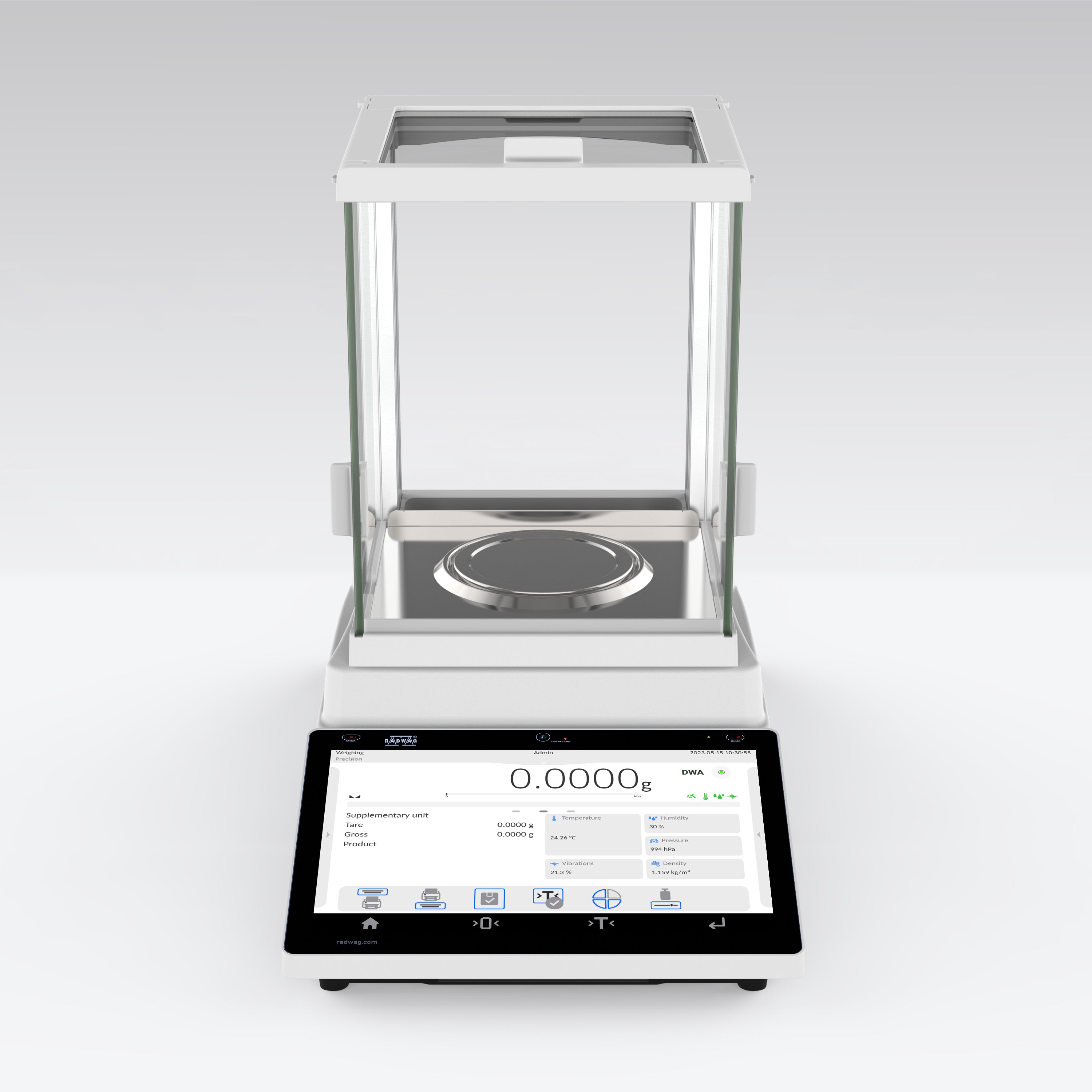 RADWAG AS 5Y AS 220.5Y Analytical Balance, 220g Capacity, 0.1mg Readability, 21 CFR Part 11, Internal Calibration