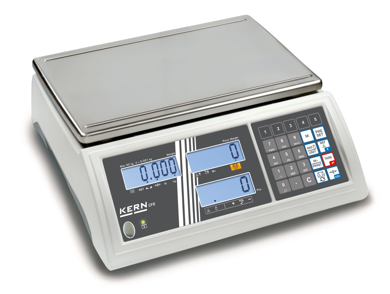 KERN & SOHN CFS 50K-3 CFS Counting Scale, 50 kg Capacity, 0.001 kg Readability, IP23 Rated, RS-232