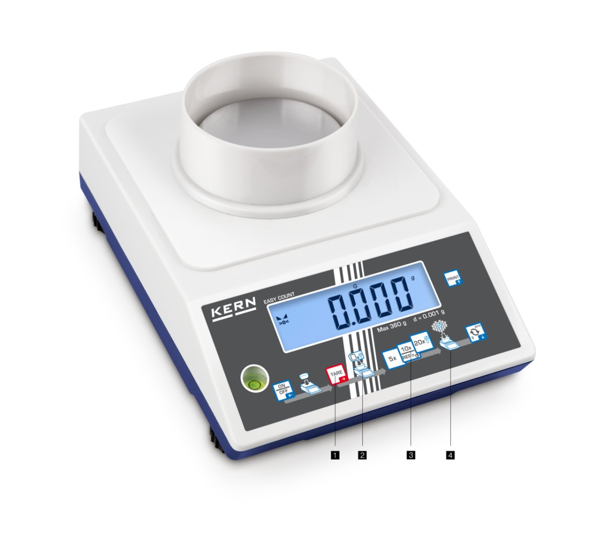 KERN & SOHN CKE 360-3 CKE Counting Scale, 360 g Capacity, 0.001 g Readability, RS-232 / USB - CKE 360-3 - Counting Scales - KERN & SOHN - Weighcore