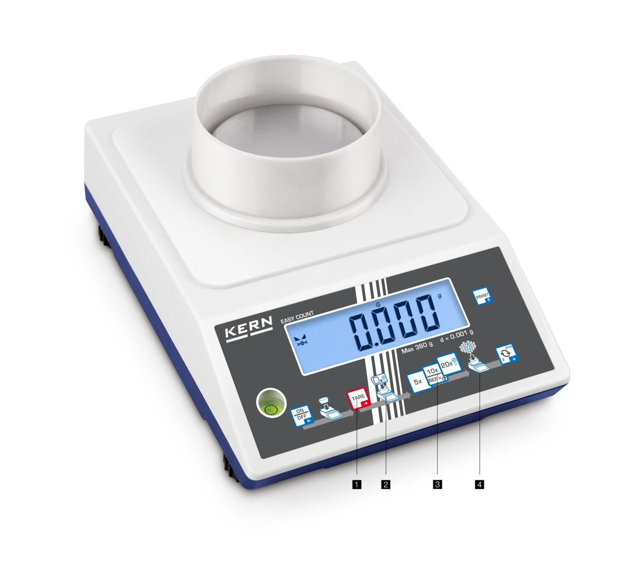 KERN & SOHN CKE 360-3 CKE Counting Scale, 360 g Capacity, 0.001 g Readability, RS-232 / USB