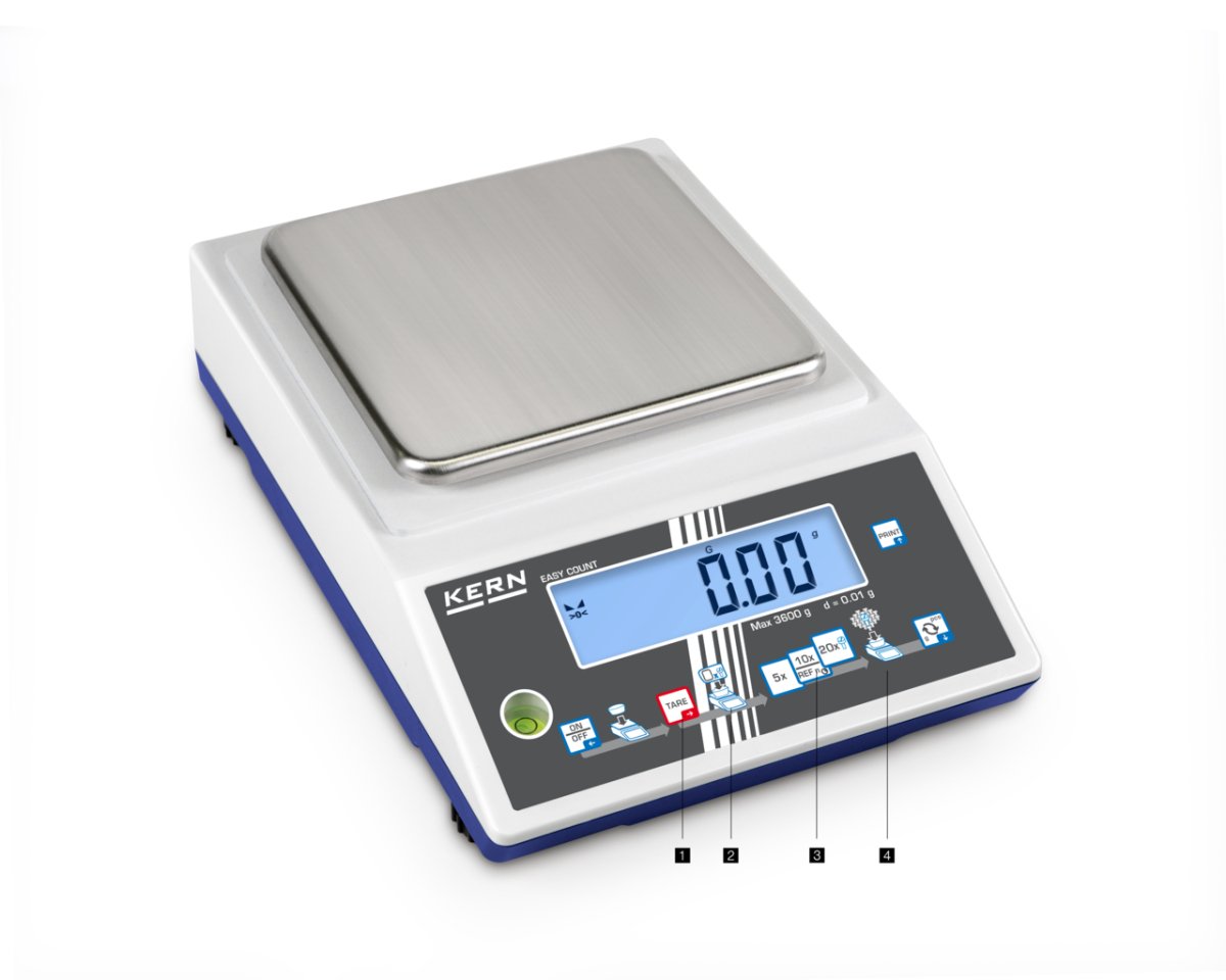 KERN & SOHN CKE 3600-2 CKE Counting Scale, 3600 g Capacity, 0.01 g Readability, USB / WiFi - CKE 3600-2 - Counting Scales - KERN & SOHN - Weighcore