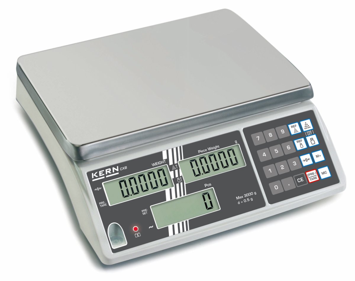 KERN & SOHN CXB 3K0.2 CXB Counting Scale, 3000 g Capacity, 0.2 g Readability - CXB 3K0.2 - Counting Scales - KERN & SOHN - Weighcore