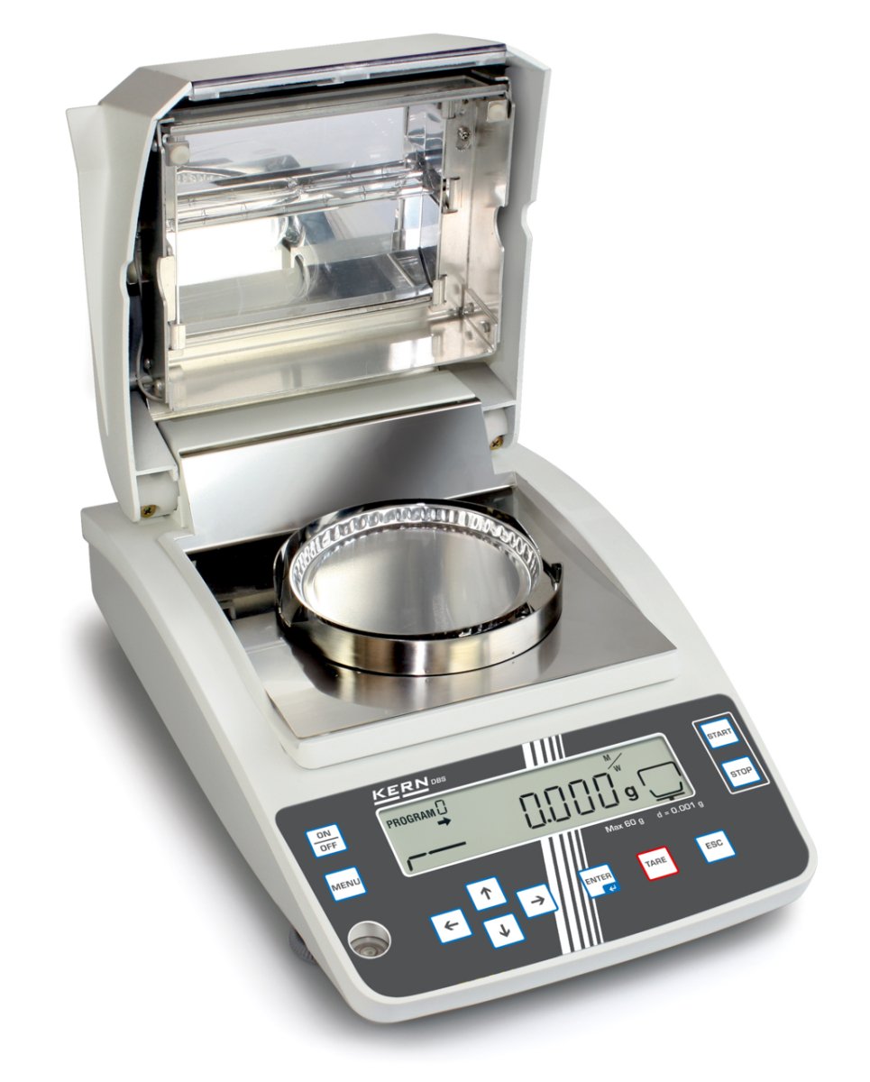 KERN & SOHN DBS 60-3 DBS Moisture Analyzer, 60 g Capacity, 0.001 g Readability, Graphic Display - DBS 60-3 - Moisture Analyzers - KERN & SOHN - Weighcore
