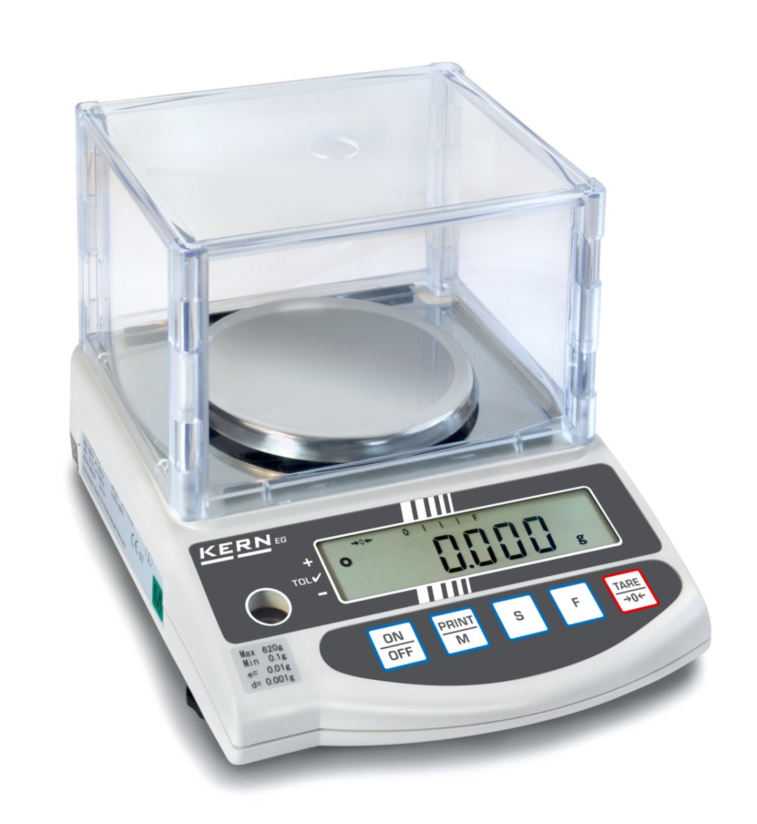 KERN & SOHN EG 220-3NM EG Precision Balance, 220 g Capacity, 0.001 g Readability, Internal Calibration, RS-232 - EG 220-3NM - Precision Balances - KERN & SOHN - Weighcore