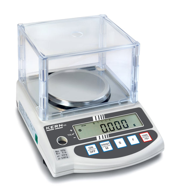KERN & SOHN EG 620-3NM EG Precision Balance, 620 g Capacity, 0.001 g Readability, Internal Calibration, RS-232