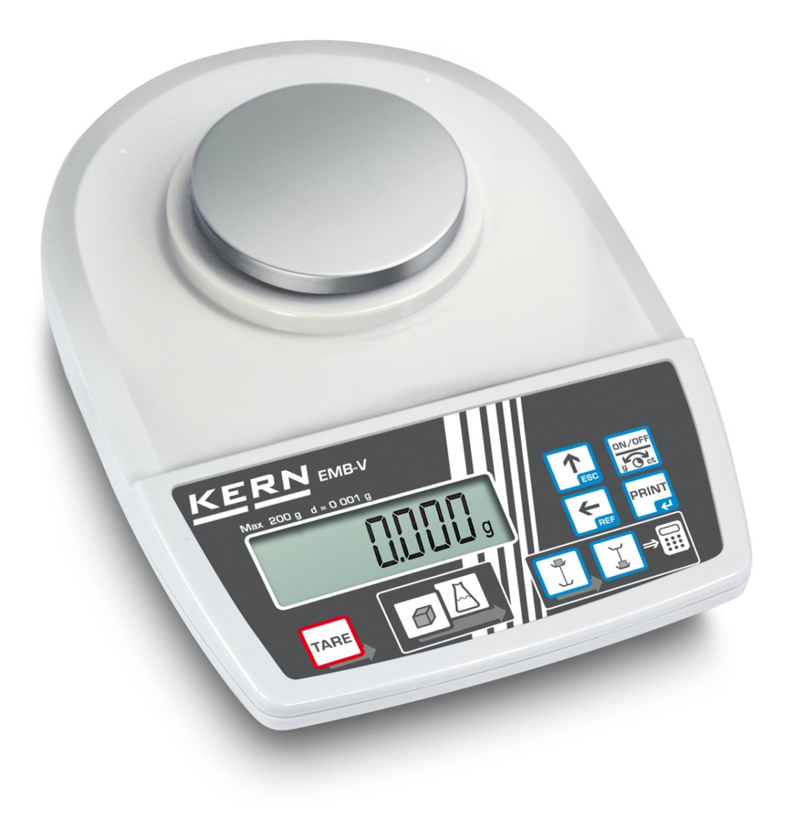 KERN & SOHN EMB 200-3V EMB Educational Balance, 200 g Capacity, 0.001 g Readability, LCD Time - Backlight Off Display, RS-232 - EMB 200-3V - Educational Balances - KERN & SOHN - Weighcore