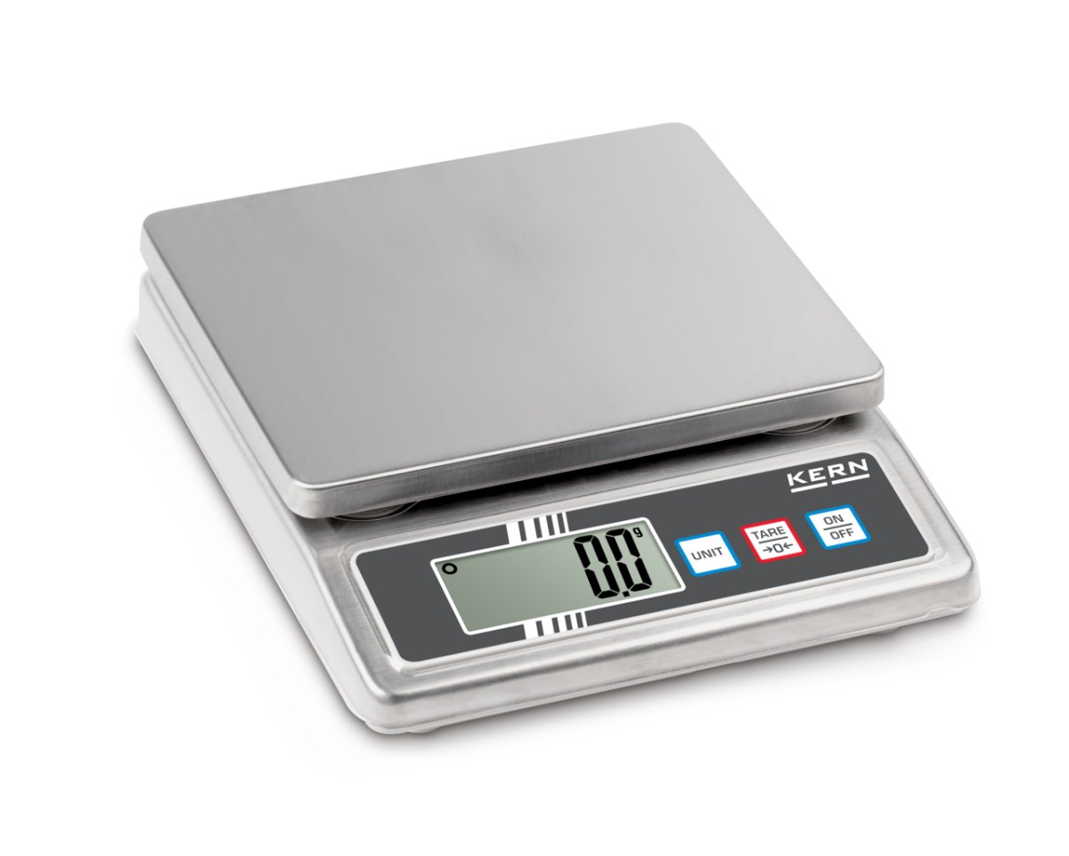 KERN & SOHN FOB 5K-3NS FOB Washdown Bench Scale, 5000 g Capacity, 1 g Readability, IP65 Rated - FOB 5K-3NS - Washdown Scales - KERN & SOHN - Weighcore