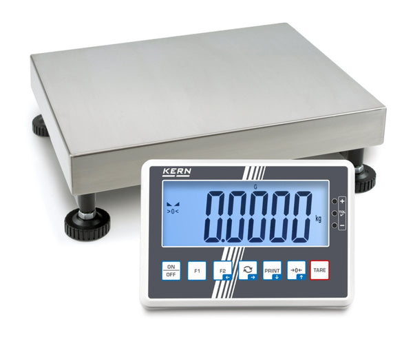 KERN & SOHN IFC 10K-4L IFC Platform Scale, 15 kg Capacity, 0.0005 kg Readability, IP65 Rated, LCD with Backlight, RS-232 / USB