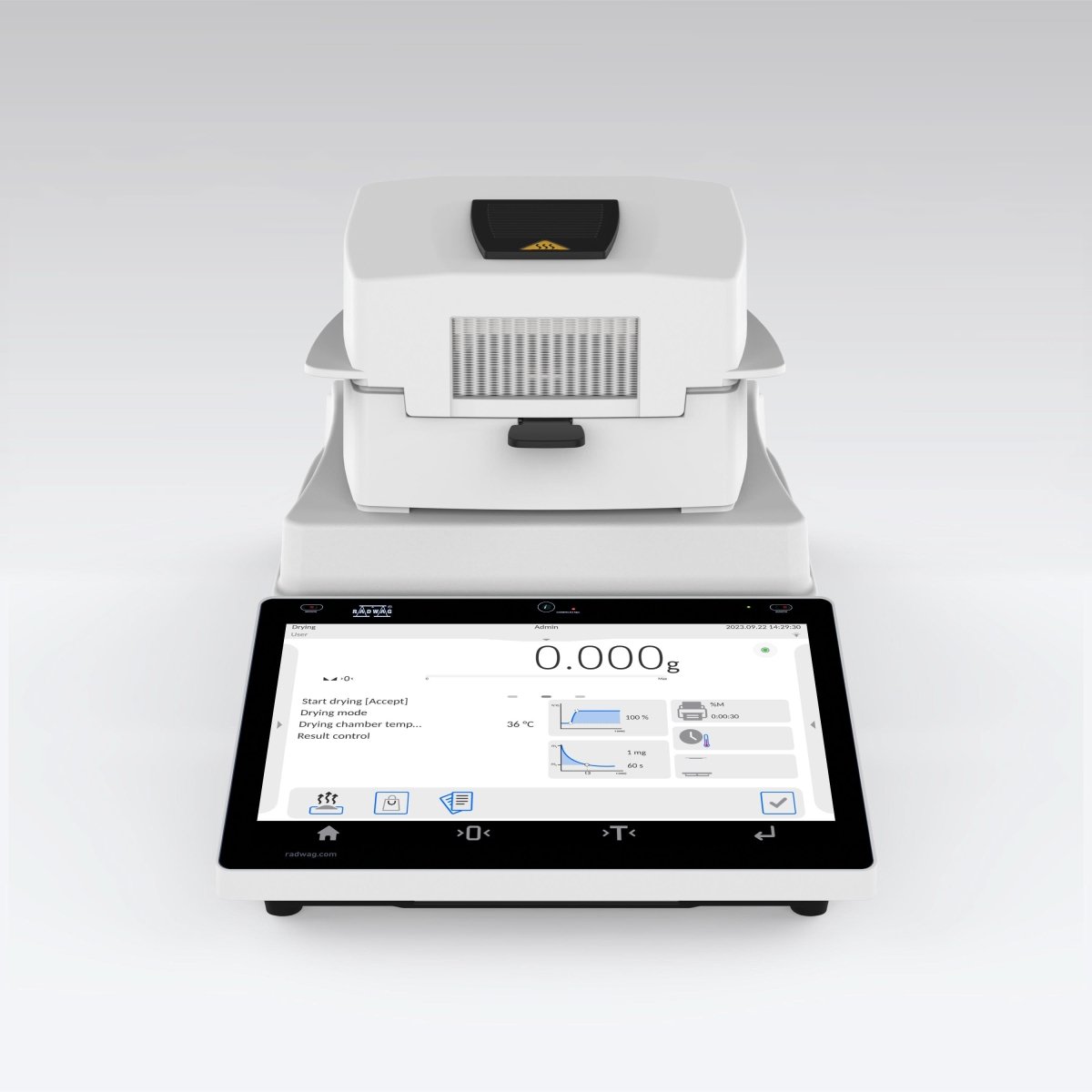 RADWAG MA 200/1.5Y.IC.WH MA 5Y.IC.WH Moisture Analyzer, 200g Capacity, 0.1mg Readability, Internal Calibration - MA20015YICWH - Moisture Analyzers - Radwag - Weighcore