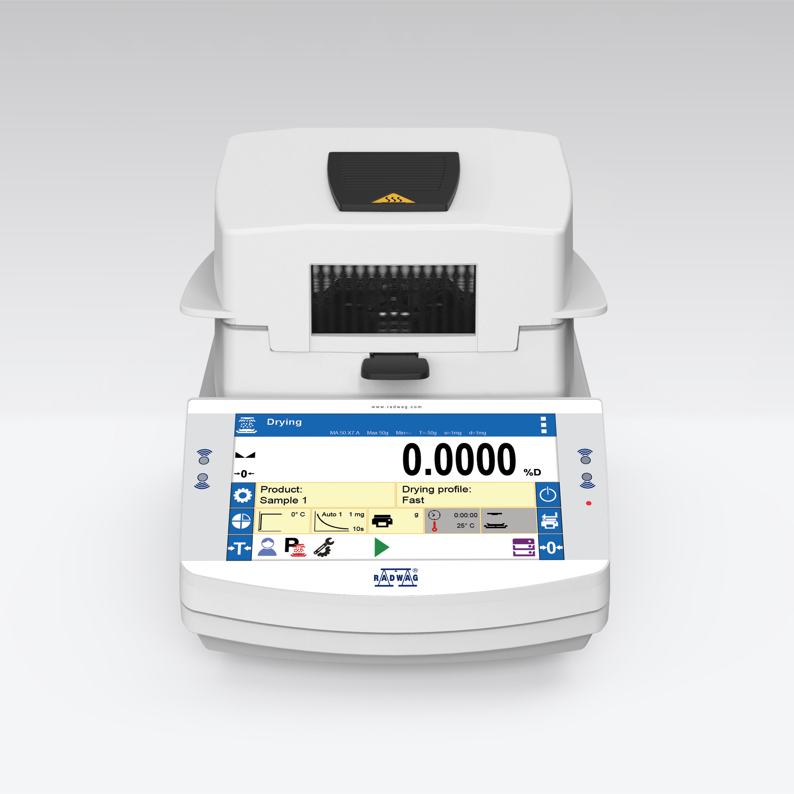 RADWAG MA X7.IC.A.WH MA 50/1.X7.IC.A.WH Moisture Analyzer, 50g Capacity, 0.1mg Readability, Halogen, 250°C Max