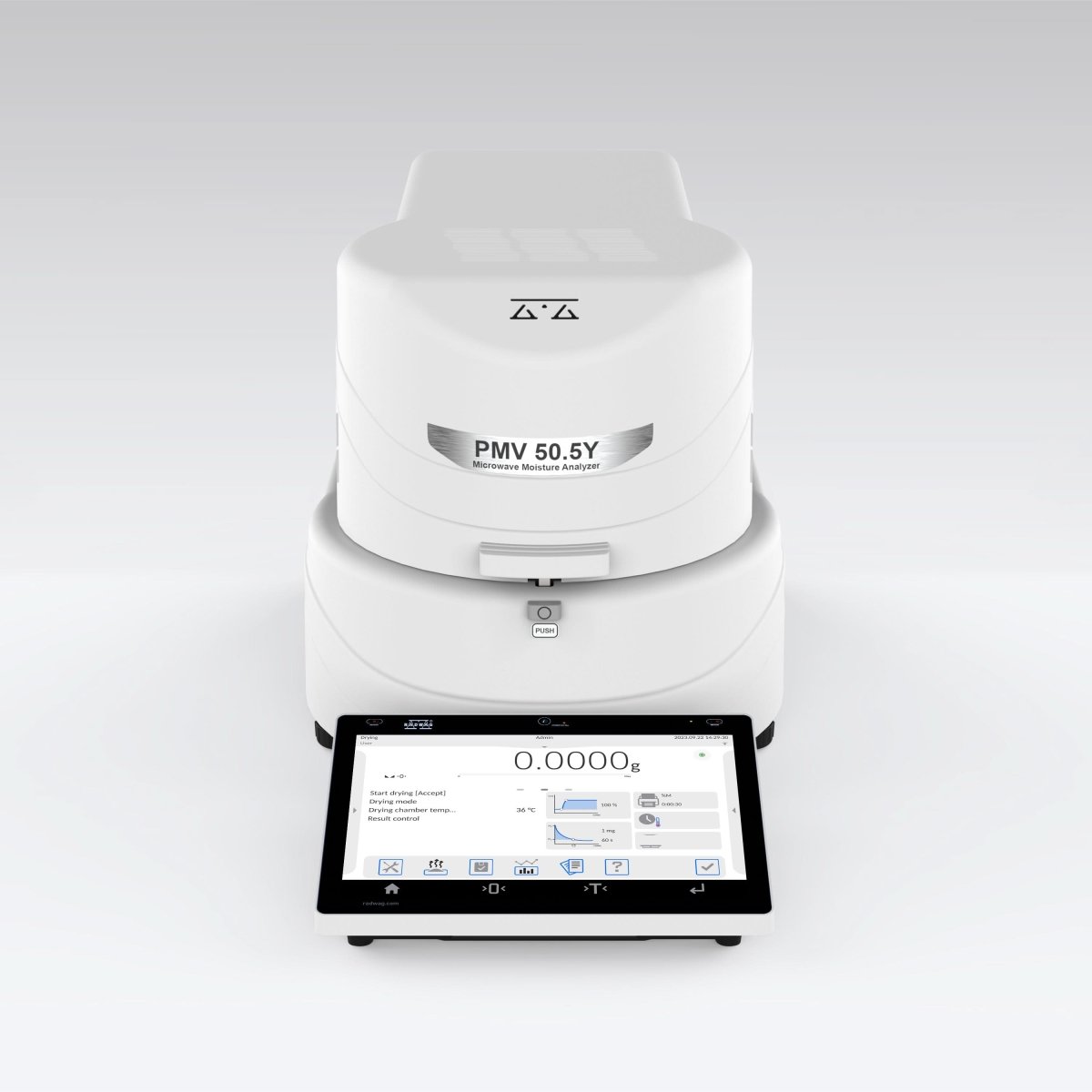 RADWAG PMV 50.5Y Microwave Moisture Analyzer, 50g Capacity, 0.1mg Readability - PMV505Y - Moisture Analyzers - Radwag - Weighcore