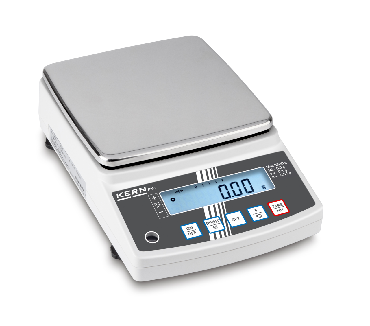 KERN & SOHN PNJ 3000-2M PNJ Precision Balance, 3200 g Capacity, 0.01 g Readability, Internal Calibration, RS-232