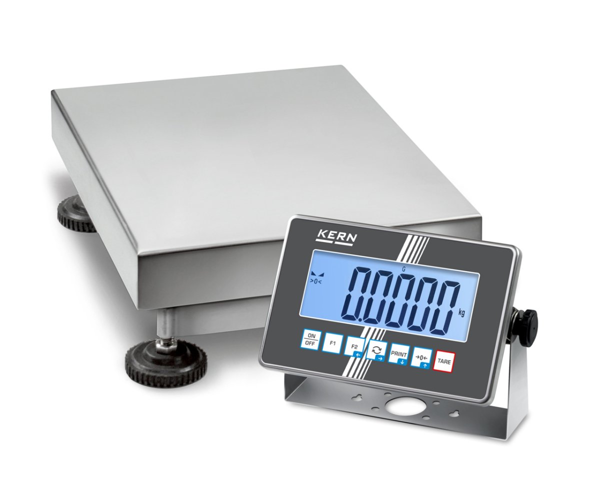 KERN & SOHN SXC 6K-4 SXC IoT-Line Stainless Steel Washdown Platform Scale, 6 kg Capacity, 0.0005 kg Readability, IP68 Rated, LCD with Backlight, USB / Bluetooth - SXC 6K-4 - Washdown Scales - KERN & SOHN - Weighcore