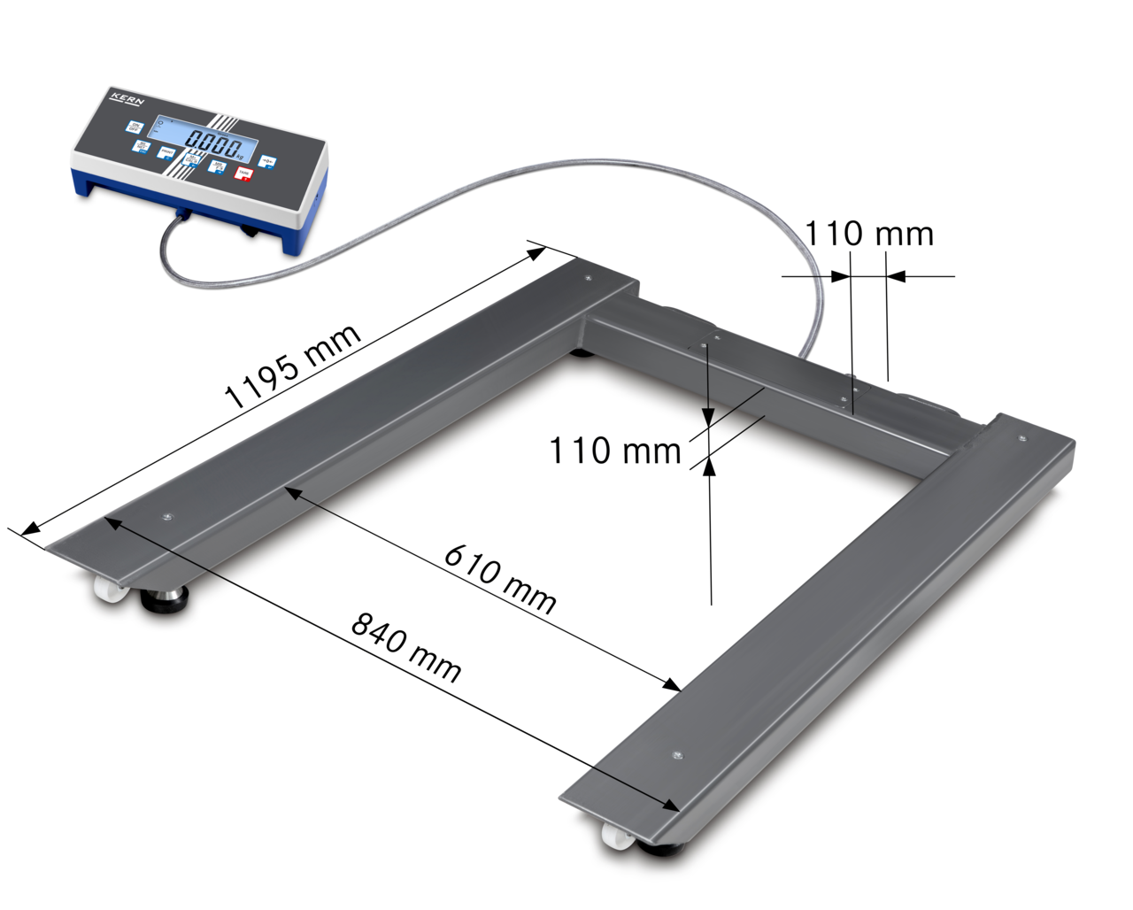 KERN & SOHN UID 600K-1M UID Pallet Scale, 600 kg Capacity, 0.2 kg Readability, IP65 Rated, USB / WiFi