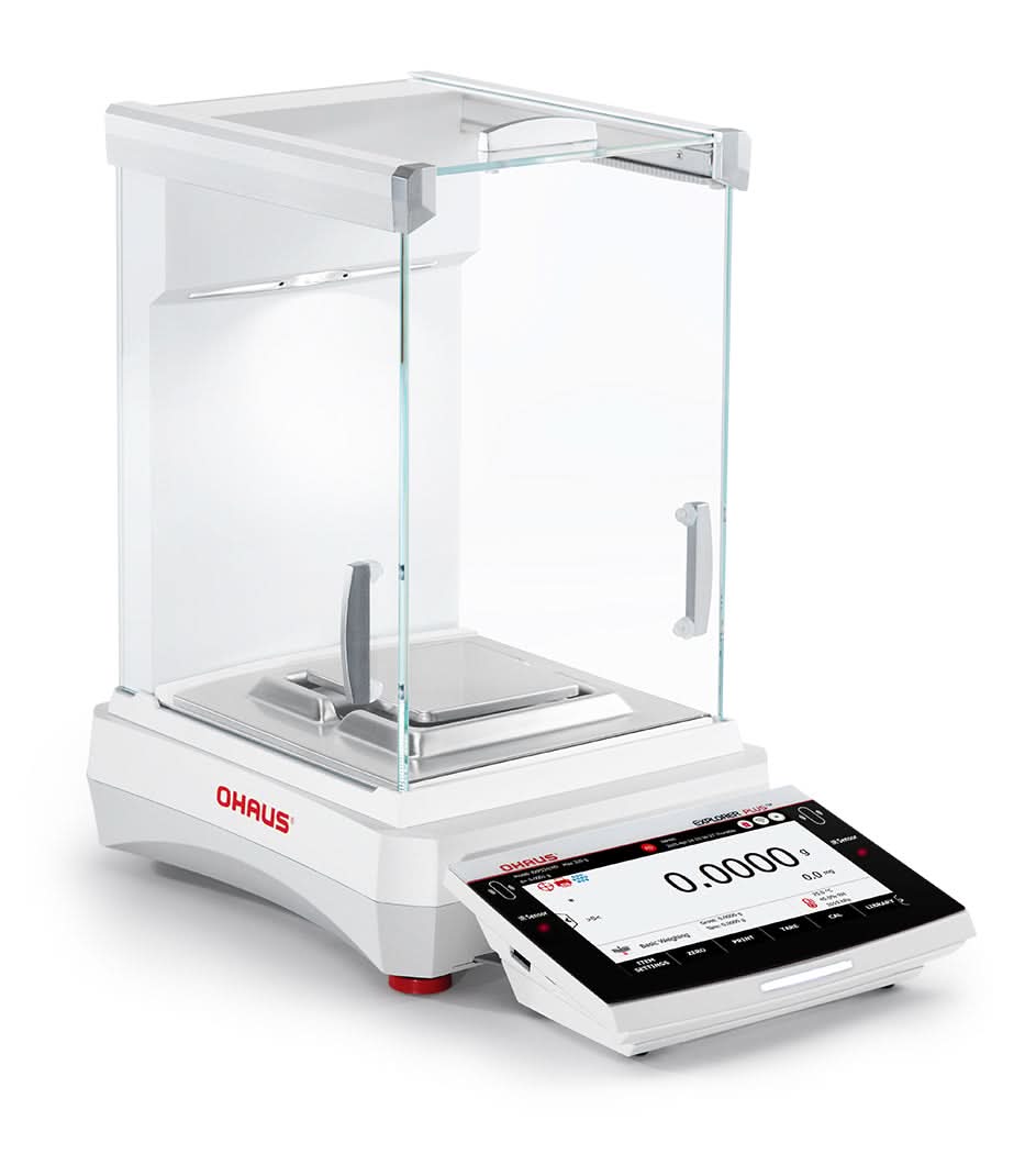 OHAUS EXP124/AD Explorer EXP Analytical Balance, 120 g Capacity, 0.1 mg Readability, AutoCal, Touchscreen - EXP124/AD - Analytical Balances - Ohaus - Weighcore