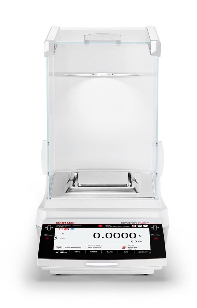OHAUS EXP124/AD Explorer EXP Analytical Balance, 120 g Capacity, 0.1 mg Readability, AutoCal, Touchscreen - EXP124/AD - Analytical Balances - Ohaus - Weighcore