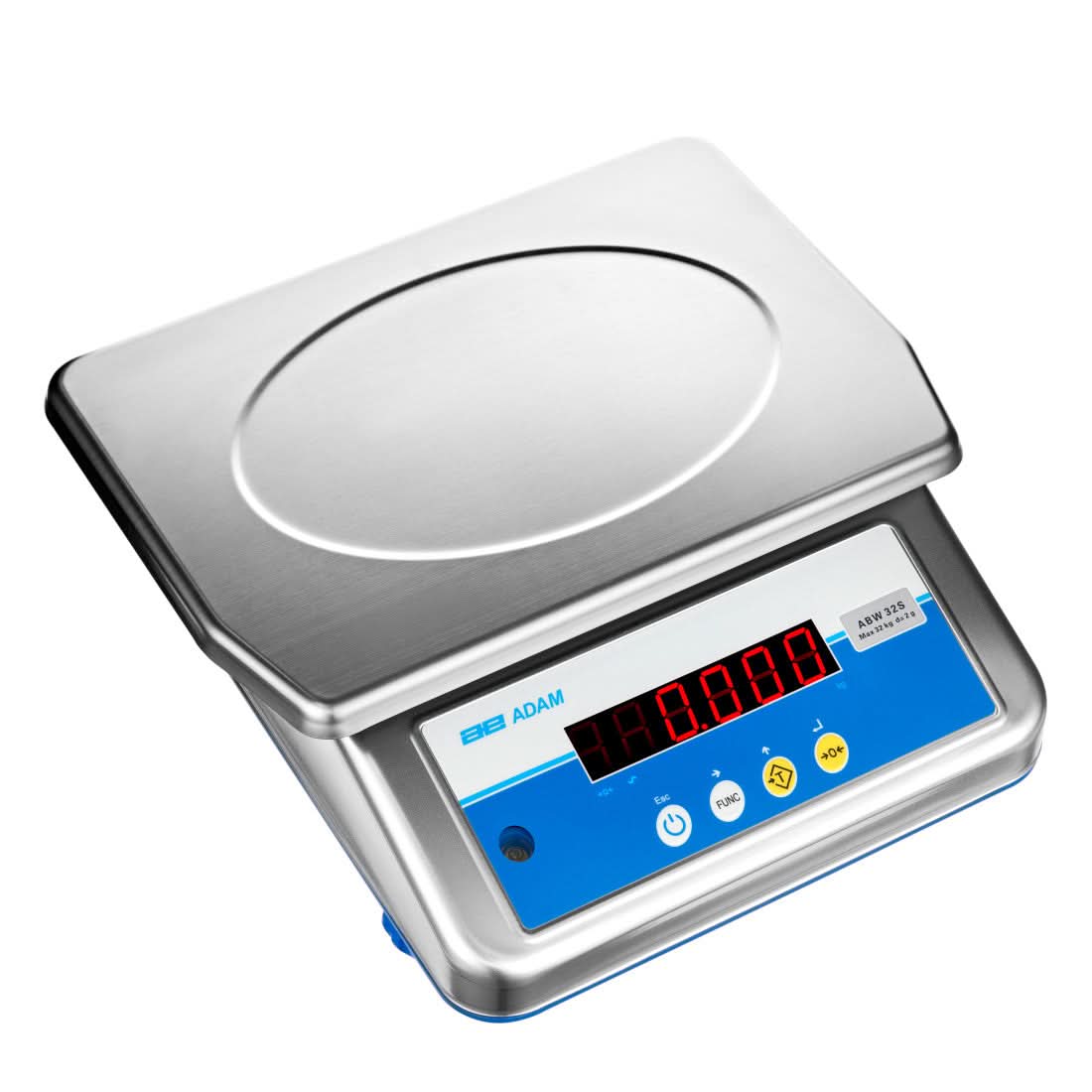 Adam Equipment ABW 32S Aqua Stainless Washdown Scale, 32 kg Capacity, 2 g Readability, NSF, IP68 - 1030015883 - Washdown Scales - Adam Equipment - Weighcore