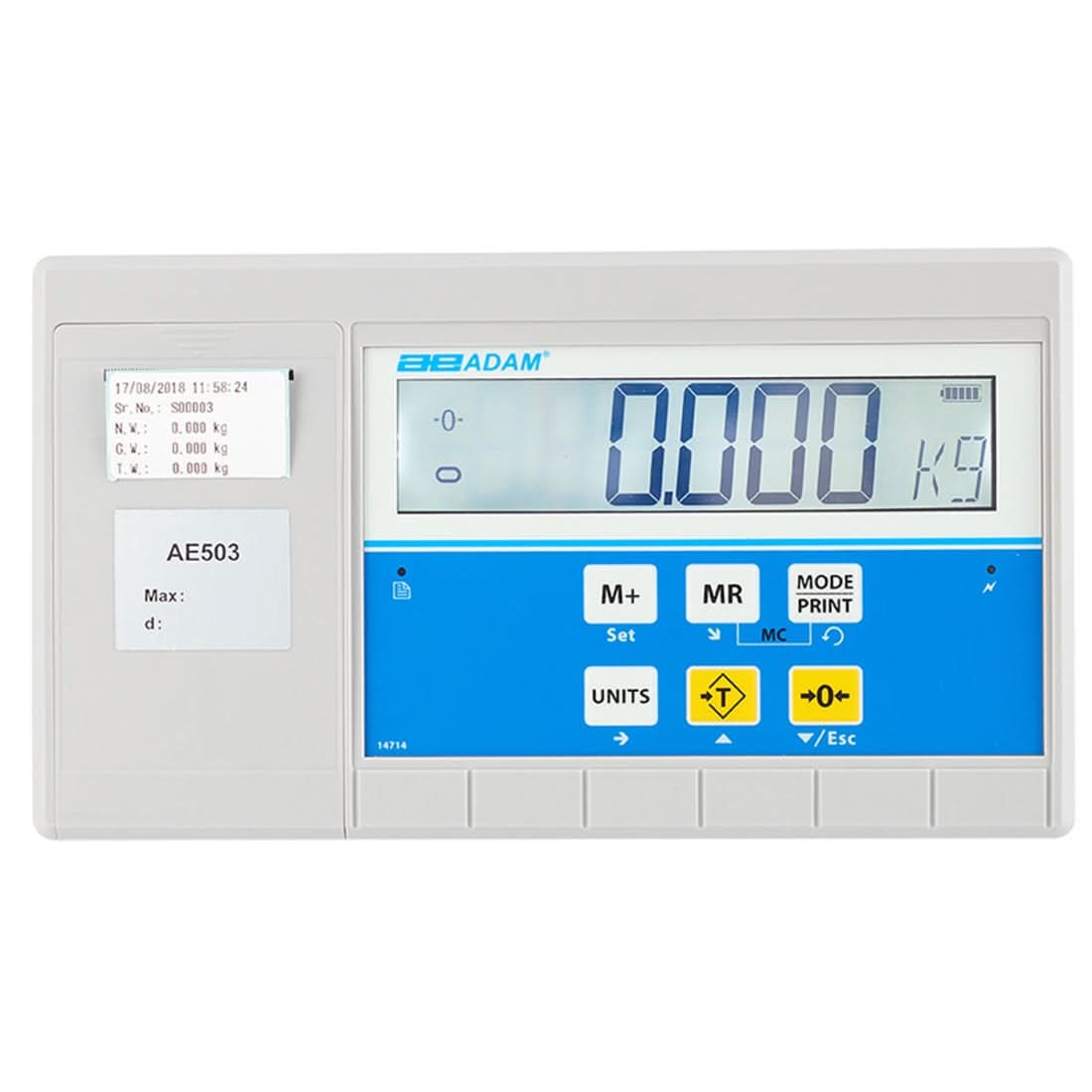 Adam Equipment AE 503 Label - Printing Indicator, RS - 232, USB, Rechargeable Battery - AE 503 - Weight Indicators - Adam Equipment - Weighcore