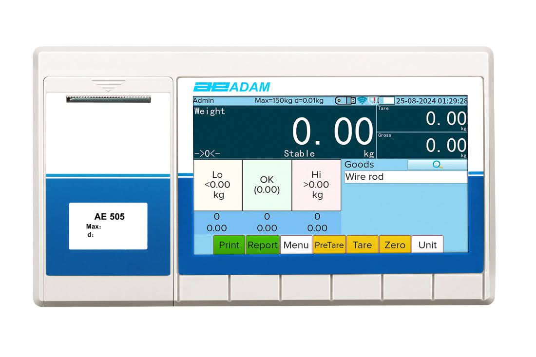 Adam Equipment AE 505 Touch - Screen Label - Printing Indicator, USB, RS - 232 - AE 505 - Weight Indicators - Adam Equipment - Weighcore