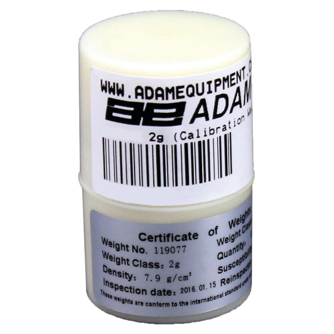Adam Equipment ASTM 1 - 2g Calibration Weight, 2g Capacity, ASTM Class 1, Stainless Steel - ASTM 1 - 2g - Weights - Adam Equipment - Weighcore