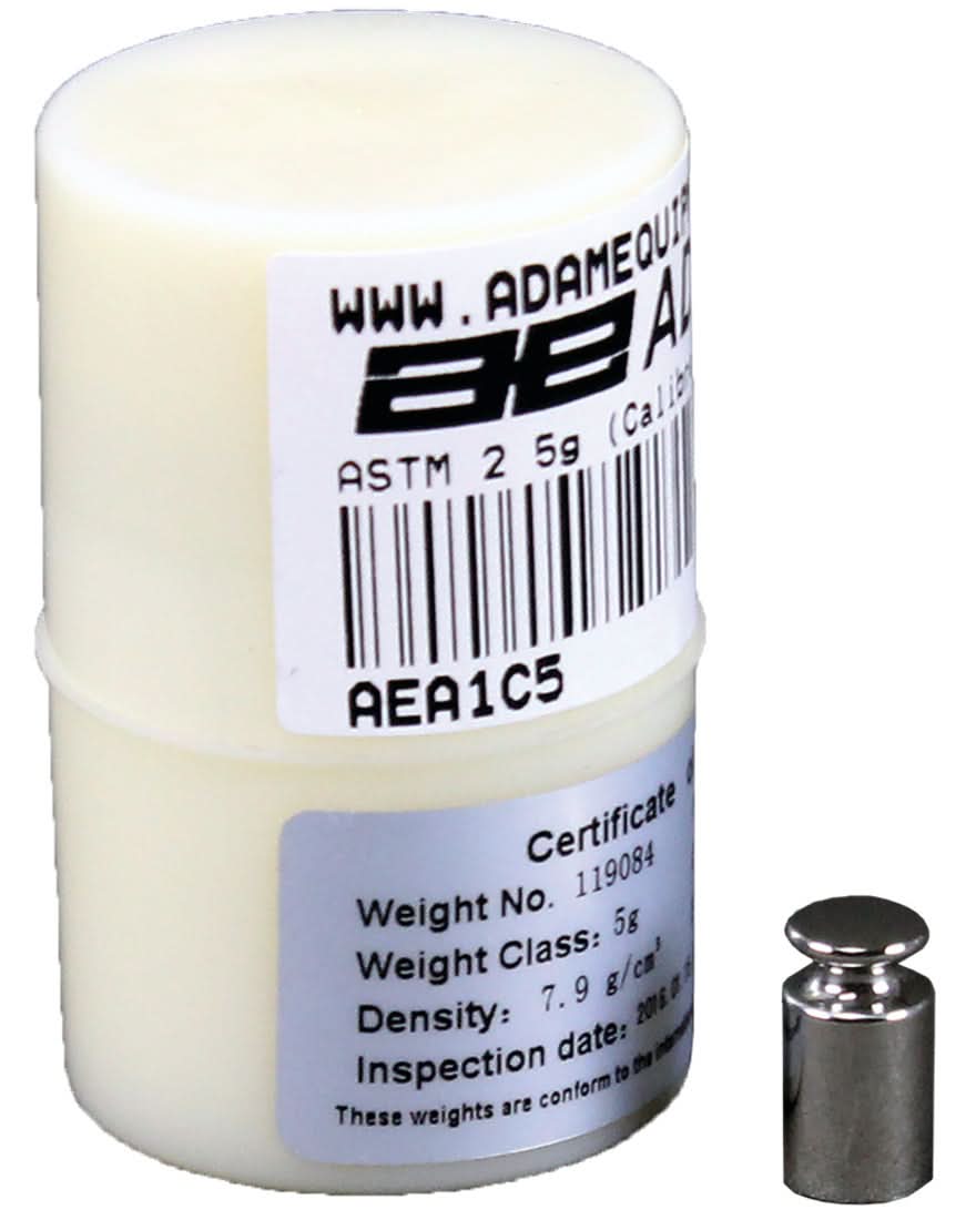 Adam Equipment ASTM 1 - 5g Calibration Weight, 5g Capacity, ASTM Class 1, Stainless Steel - ASTM 1 - 5g - Weights - Adam Equipment - Weighcore