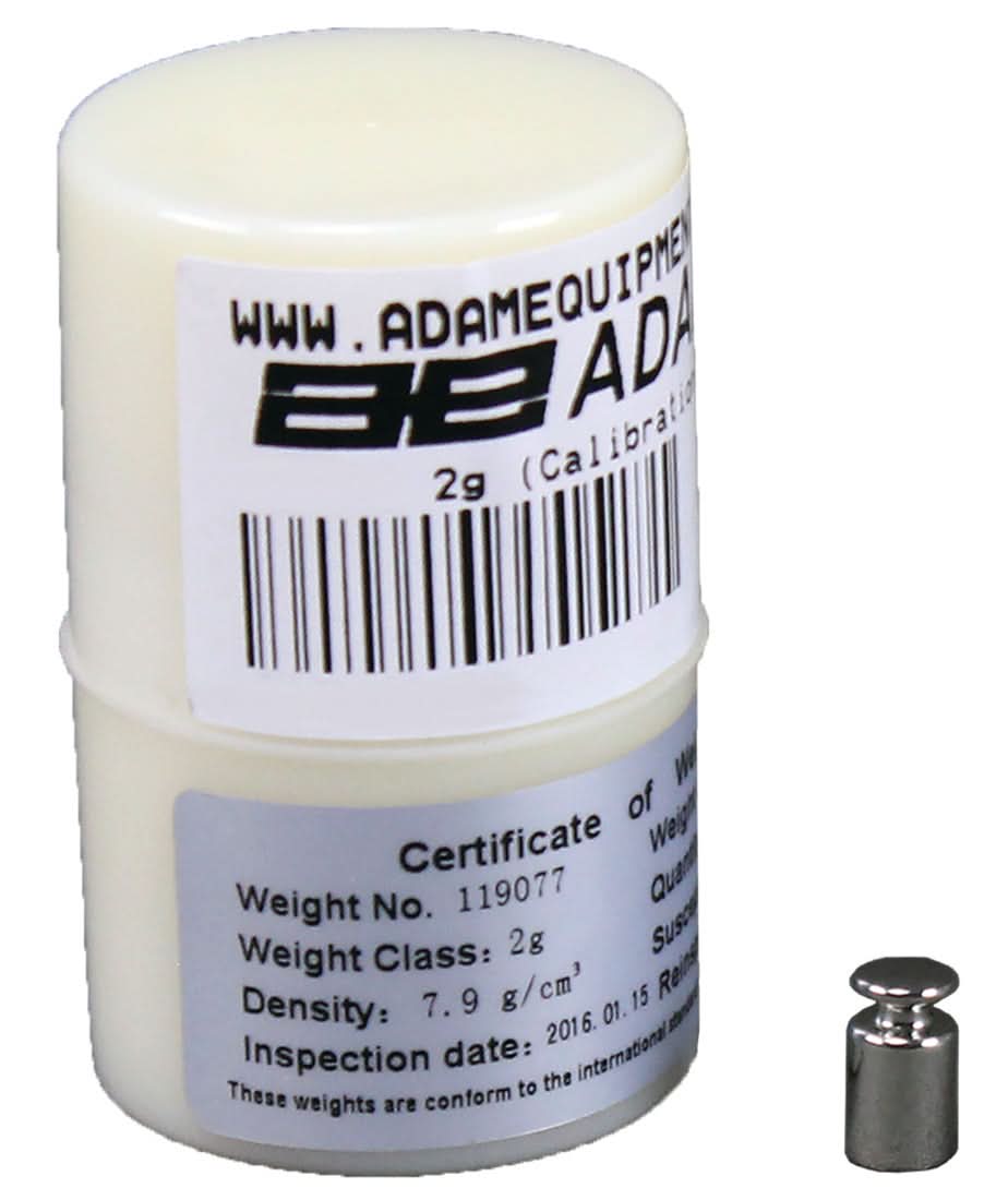 Adam Equipment ASTM 2 - 2g Calibration Weight, 2g Capacity, ASTM Class 2, Stainless Steel - ASTM 2 - 2g - Weights - Adam Equipment - Weighcore