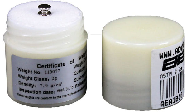 Adam Equipment ASTM 2 - 2g Calibration Weight, 2g Capacity, ASTM Class 2, Stainless Steel