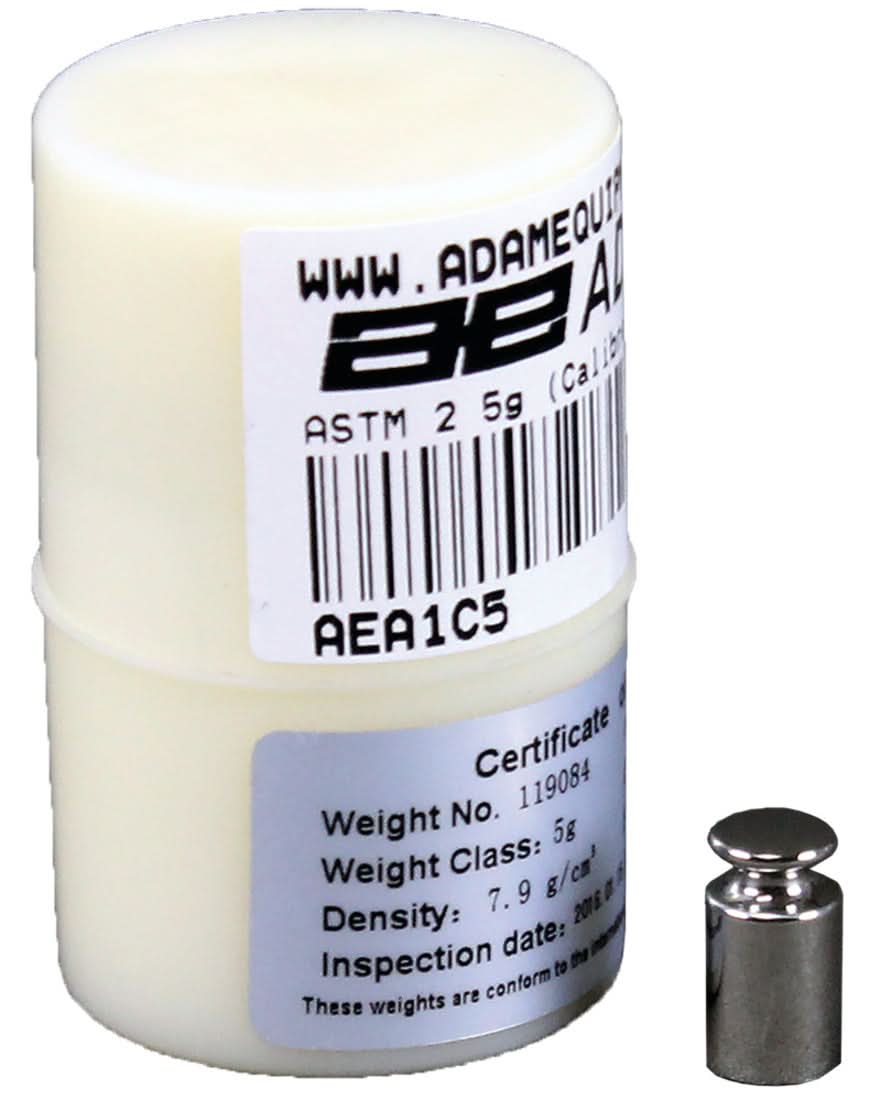 Adam Equipment ASTM 3 - 5g Calibration Weight, 5g Capacity, ASTM Class 3, Stainless Steel - ASTM 3 - 5g - Weights - Adam Equipment - Weighcore