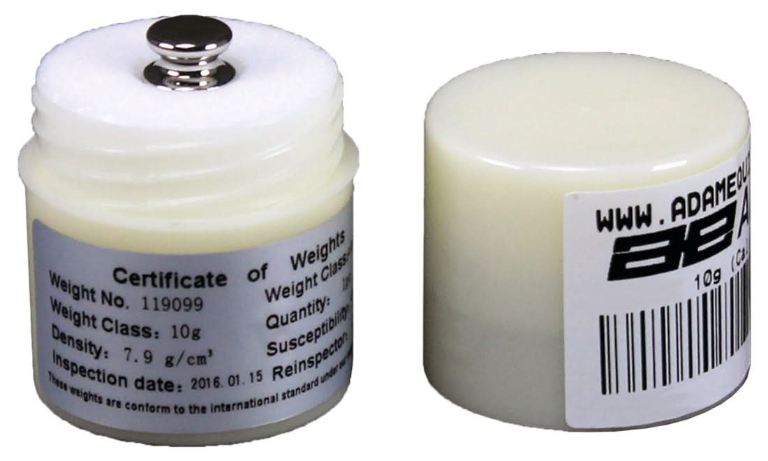 Adam Equipment ASTM 4 - 10g Calibration Weight, 10g Capacity, ASTM Class 4, Stainless Steel - ASTM 4 - 10g - Weights - Adam Equipment - Weighcore