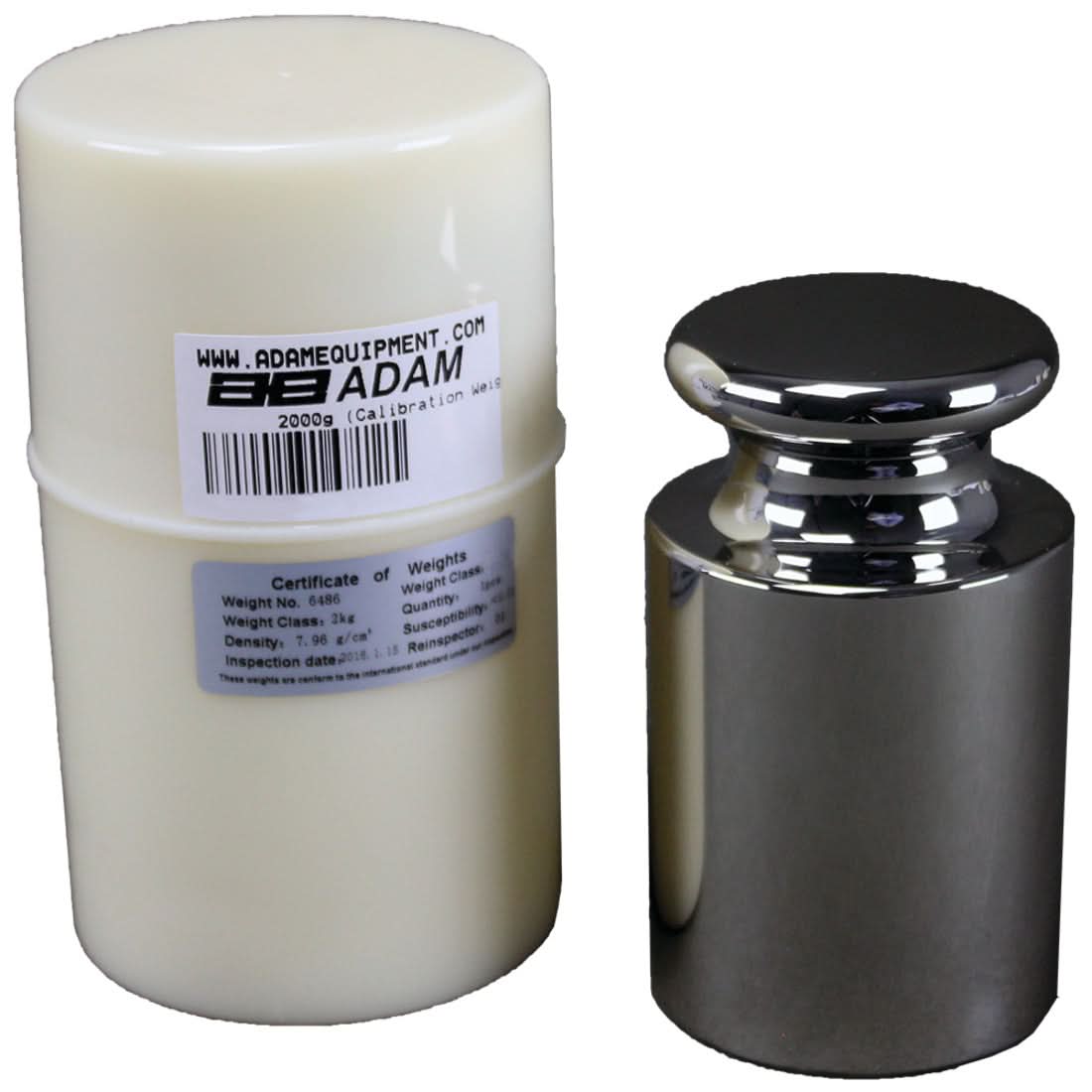 Adam Equipment ASTM 4 - 2000g Calibration Weight, 2000g Capacity, lb / kg Readability, ASTM Class 4, Stainless Steel - ASTM 4 - 2000g - Weights - Adam Equipment - Weighcore