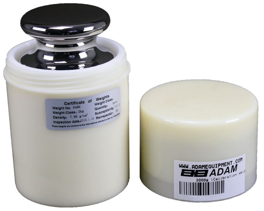 Adam Equipment ASTM 4 - 2000g Calibration Weight, 2000g Capacity, lb / kg Readability, ASTM Class 4, Stainless Steel - ASTM 4 - 2000g - Weights - Adam Equipment - Weighcore