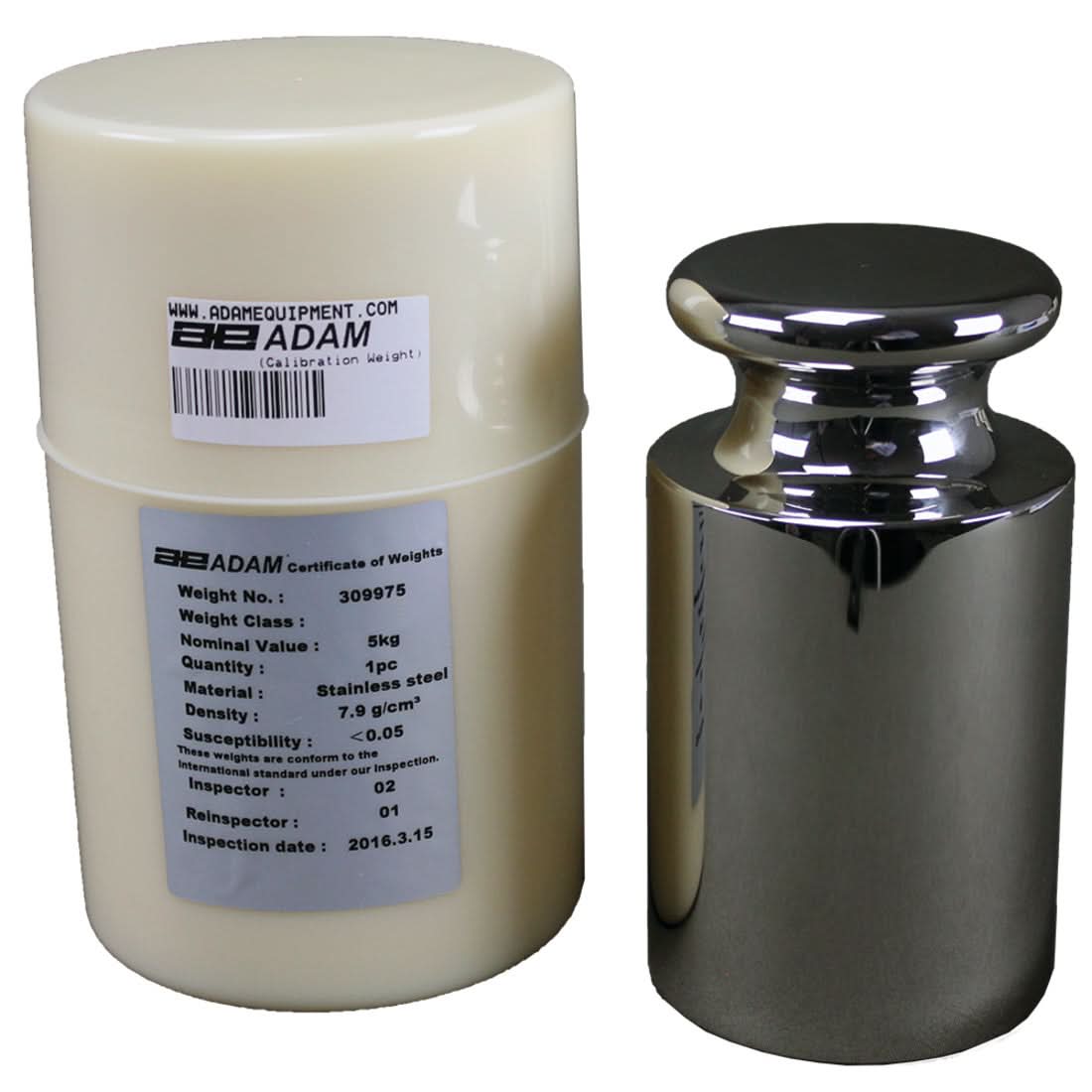 Adam Equipment ASTM 4 - 5000g Stainless Steel Calibration Weight, 5000g, ASTM Class 4 - ASTM 4 - 5000g - Weights - Adam Equipment - Weighcore