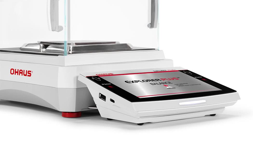 OHAUS EXP124/AD Explorer EXP Analytical Balance, 120 g Capacity, 0.1 mg Readability, AutoCal, Touchscreen - EXP124/AD - Analytical Balances - Ohaus - Weighcore