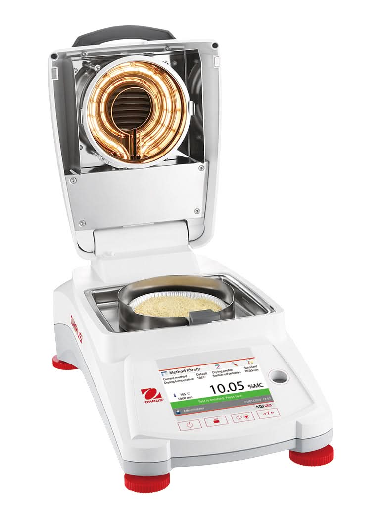 OHAUS MB120 AM MB Moisture Analyzer, 120g Capacity, 1mg/0.01% Readability, GLP/GMP, Touchscreen - MB120 AM - Moisture Analyzers - Ohaus - Weighcore