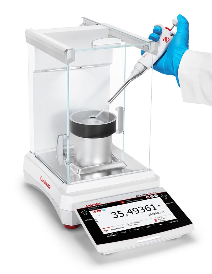 OHAUS EXP225D/AD Explorer EXP Semi - Micro Balance, 120 g/220 g Capacity, 0.01 mg/0.1 mg Readability, AutoCal, Touchscreen - EXP225D/AD - Semi - Micro Balances - Ohaus - Weighcore