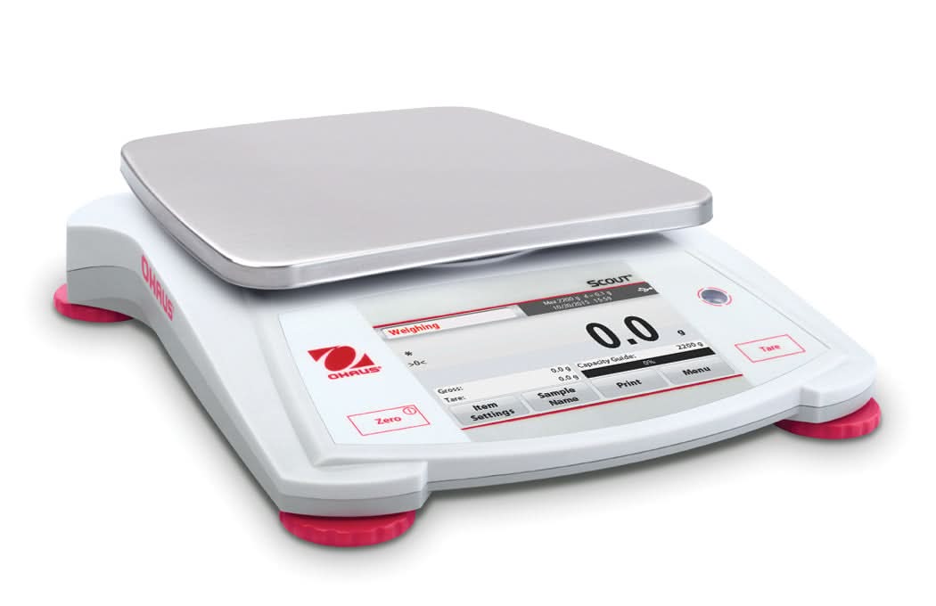 OHAUS STX2202 AM Scout Portable Balance, 2,200 g Capacity, 0.01 g Readability, Touchscreen - STX2202 AM - Portable Balances - Ohaus - Weighcore