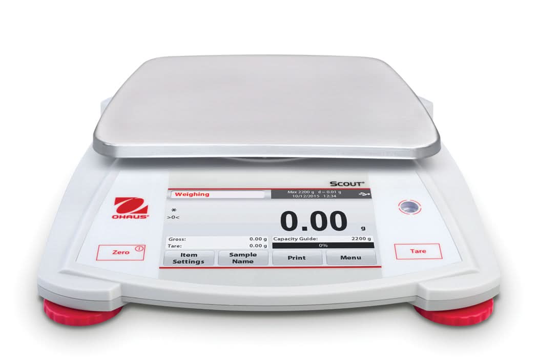 OHAUS STX2202 AM Scout Portable Balance, 2,200 g Capacity, 0.01 g Readability, Touchscreen - STX2202 AM - Portable Balances - Ohaus - Weighcore