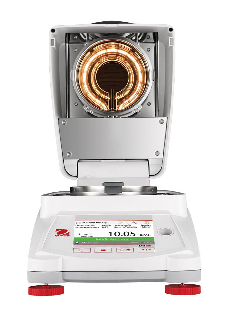 OHAUS MB120 AM MB Moisture Analyzer, 120g Capacity, 1mg/0.01% Readability, GLP/GMP, Touchscreen - MB120 AM - Moisture Analyzers - Ohaus - Weighcore