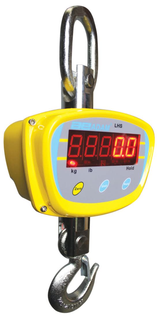 Adam Equipment LHS 1000a LHS Crane Scale, 500 kg Capacity, 0.1 kg Readability, Backlit LCD, RS-232