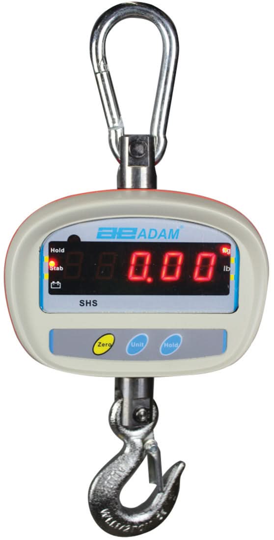 Adam Equipment SHS 100a SHS Hanging Crane Scale, 50 kg Capacity, 0.01 kg Readability, Rechargeable Battery - 700000170 - Crane / Hanging Scales - Adam Equipment - Weighcore