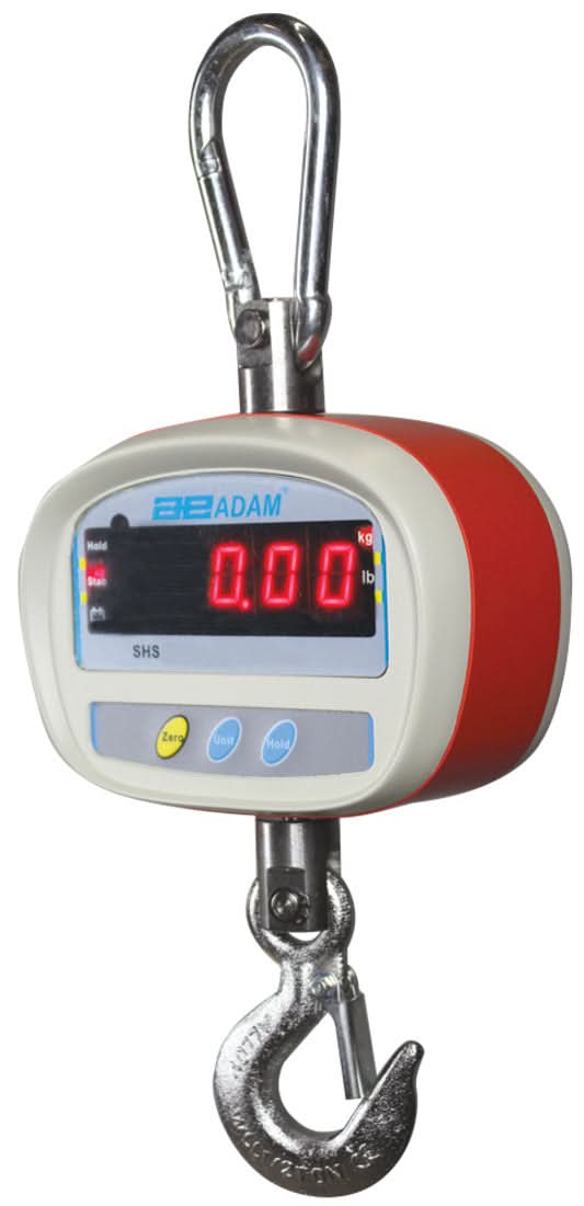 Adam Equipment SHS 100a SHS Hanging Crane Scale, 50 kg Capacity, 0.01 kg Readability, Rechargeable Battery - 700000170 - Crane / Hanging Scales - Adam Equipment - Weighcore