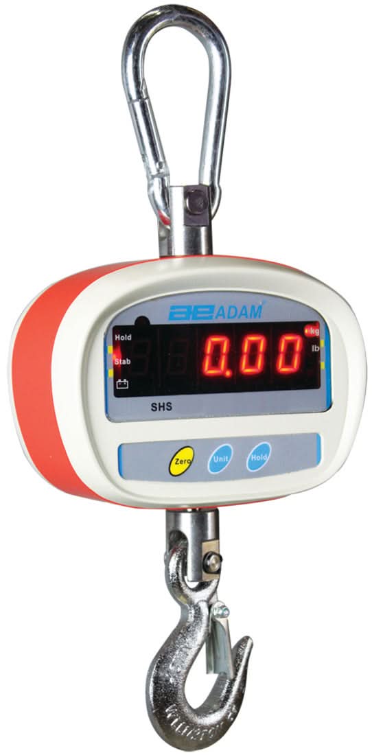 Adam Equipment SHS 100a SHS Hanging Crane Scale, 50 kg Capacity, 0.01 kg Readability, Rechargeable Battery - 700000170 - Crane / Hanging Scales - Adam Equipment - Weighcore
